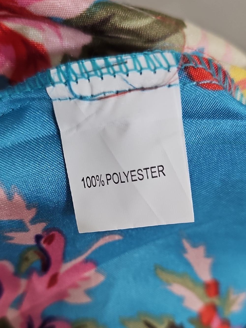 Robe Floral Satin Kimono Turquoise, Girls Size 14 - Picture 5 of 5